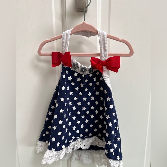 Savannah 18M Patriotic Red White and Blue Star Halter Blouse Top - Picture 1 of 6